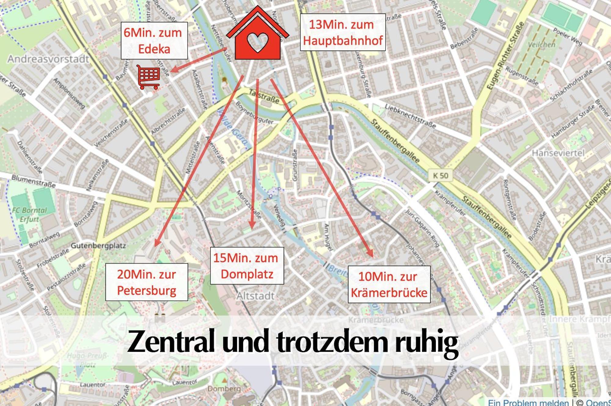 Stadtperle Am Plaetschernden Wasser - 50M2 2R Malerische Fewo In Top Lage Erfurt Exterior foto